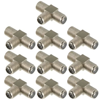 Yardenfun Cable Tv Connectors 10pcs F- Female Splitter Satellite Tv Signal Splitter Nickel-Plated Zinc Alloy