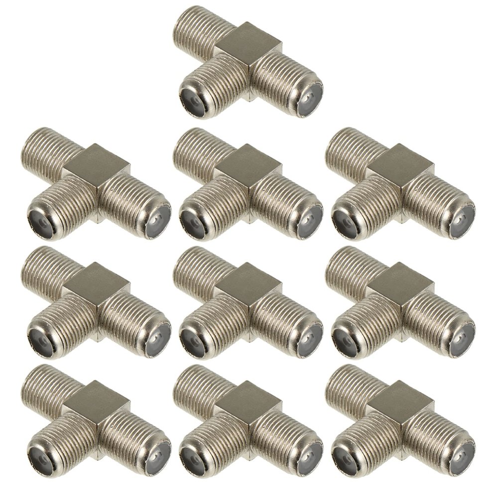 Yardenfun Cable Tv Connectors 10pcs F- Female Splitter Satellite Tv Signal Splitter Nickel-Plated Zinc Alloy