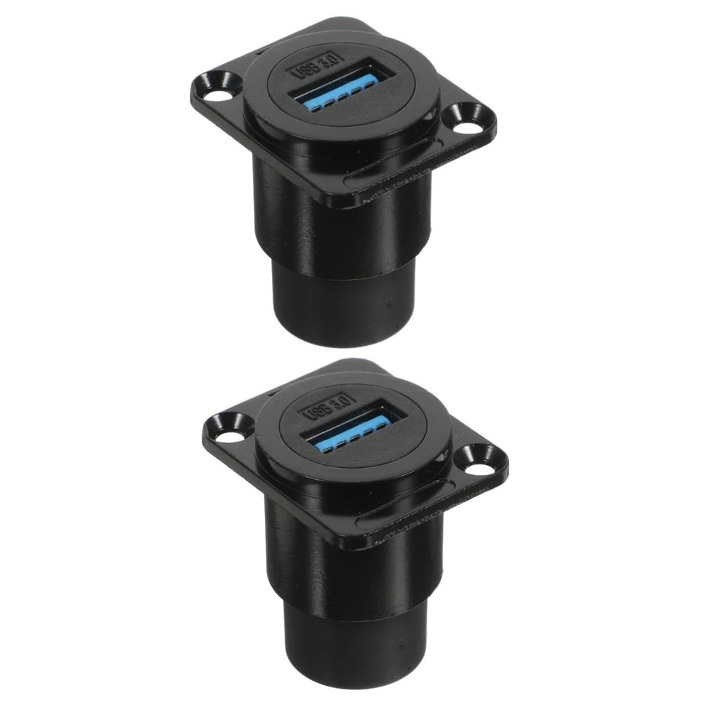 PRETYZOOM 2pcs 3.0 Panel Mount Connector Pass Through Female to Female Pc Metal Construction