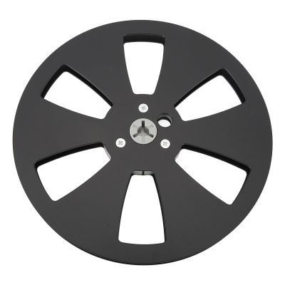 1/4 7 Inch Empty Reel for Reel to Reel Tape Player, Aluminum Alloy Recording Takeup Reel with 6 Hole, Sound Tape Empty Reel Replacement Universal Opening Machine Part (Black Gray)
