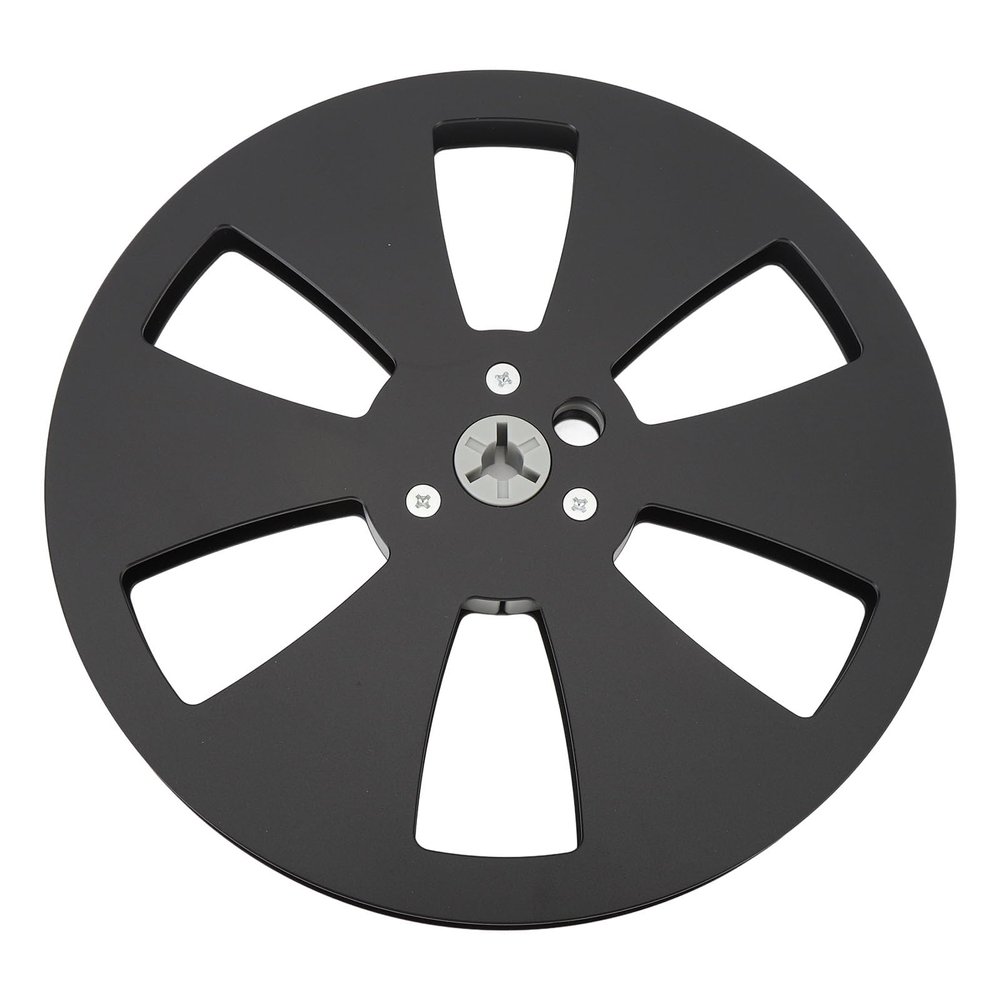 1/4 7 Inch Empty Reel for Reel to Reel Tape Player, Aluminum Alloy Recording Takeup Reel with 6 Hole, Sound Tape Empty Reel Replacement Universal Opening Machine Part (Black Gray)