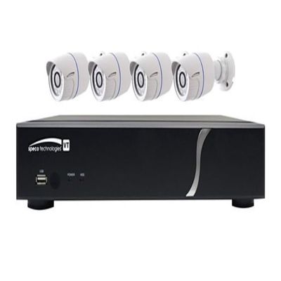 Speco Technologies ZIPT4B1 HD-TVI Video Surveillance Kit, 4-Channel DVR with 1TB HDD, 4 Bullet Cameras, White