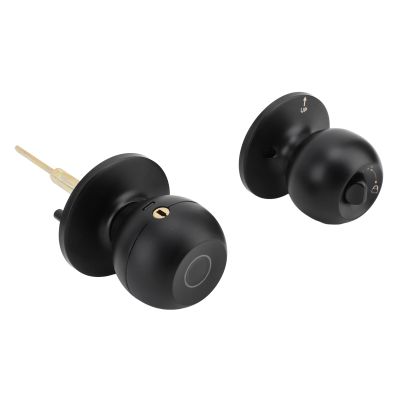Smart Door Knob Fingerprint Smart Lock with Tuya App Control for Bedroom Office Hotel, Smart Lock for Bedroom Door,Emergency Charging, Unlock Features, Secure Lock Design (Black)