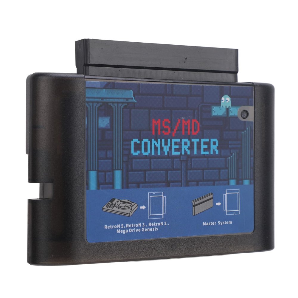 CCYLEZ MS to MD Game Card Converter, MS to MD Game Cassette Converter Compact Enriched Gaming Experience Endurable Practical Easy to Use for Multiple Gaming Platforms (Black Clear)