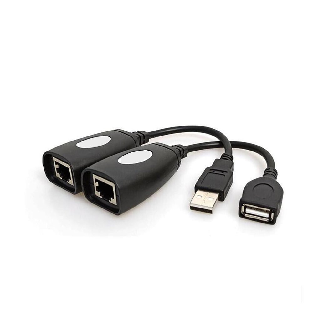 ACGTUY 2Pcs USB UTP Extender Adapter Over Single RJ45 Ethernet CAT5E 6 Cable Up to 150ft LAN Network Ethernet Repeater Cable