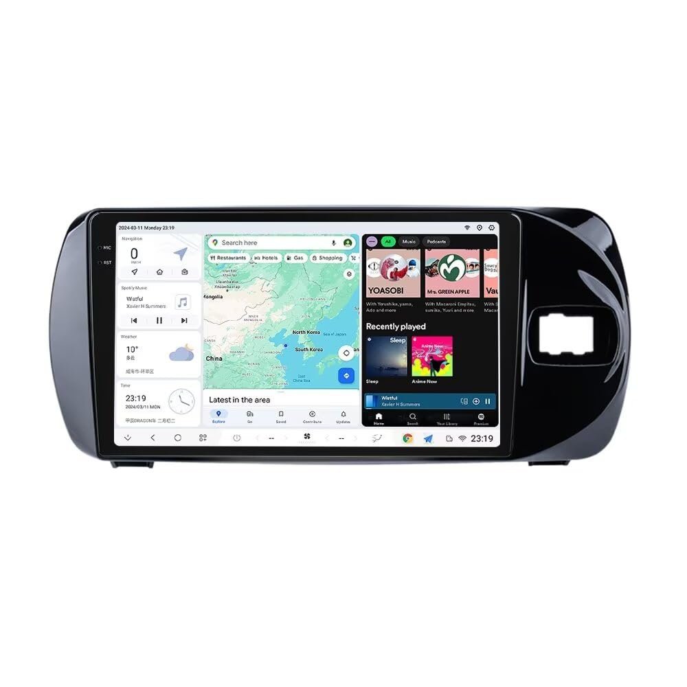 DUDUAUTO Android 13 Radio Stereo for Toyota Vitz 2014-2019, Biorunn 9.5 Inch 2K Dual Band GPS Wireless Car-Play Android Auto Navi Head Unit DSP 8GB RAM 128GB ROM
