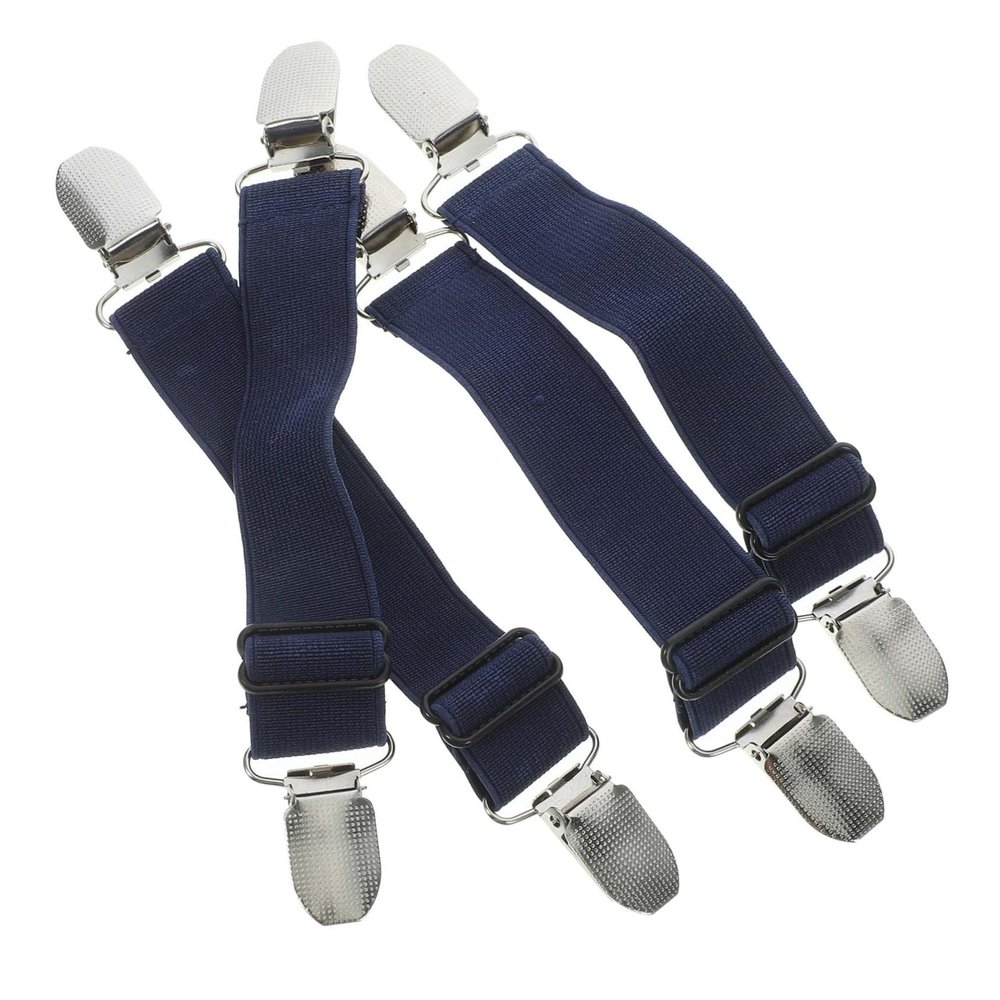 4pcs Stretchable Pant Stirrups Metal Strap Clips for Cycling