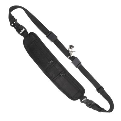 BRIGHTFUFU Adjustable Camera Neck Strap Soft Shoulder Straps Double Zipper Pockets Black Nylon for Dslr