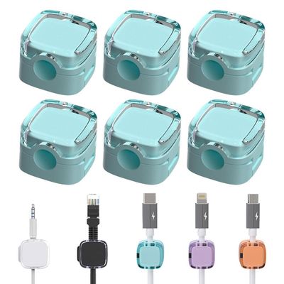 6 Pack Magnetic Cable Management Clips, 2024 New Magnetic Cord Organizer, Desks Phone USB Charging Cable Storage Holder, Office Desk Car Wall (Blue)