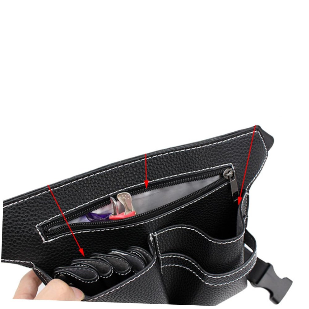 SOESFOUFU 1pc Portable Pu Barber Waist Bag Hairdressing Tools Holder for Salon Multifunctional Scissor Organizer Black Essential for Stylists