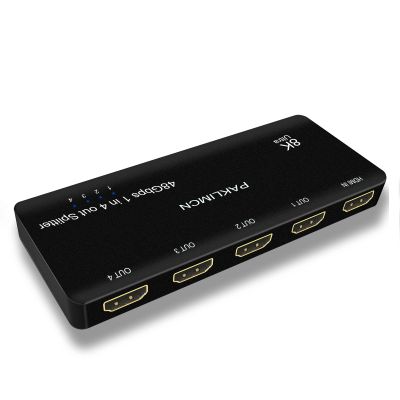 8K HDMI Splitter 1 in 4 Out 4K 120Hz,1X4 HDMI Duplicator Adapter-1 to 2 Output Simultaneously for 2or4 Displays, Support Full HD1080P 3D HDCP 1.4 for PS3/4, Blu-Ray DVD Player-Not for Extend (8K 1X4)