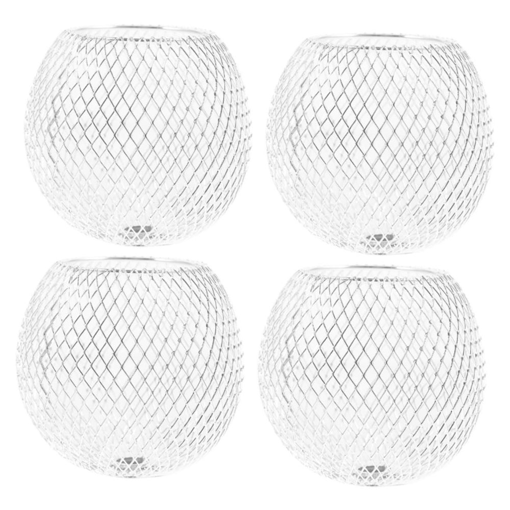 CIMAXIC 4pcs Vintage Metal Spherical Lampshade Hollow Pendant Light Shade for Dining Room Ceiling Light Fixture Replacement Bulb Guard Industrial Style