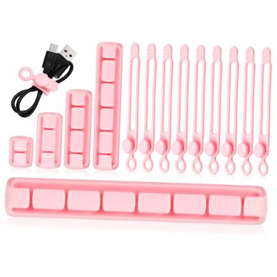 MERRYHAPY Electric Cord Organizers 15pcs Wire Holders Cable Straps for Desk Cable Tie Storage