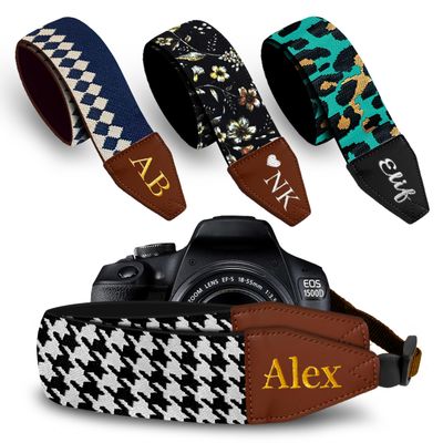 Art Tribute Custom Black White Sketch Camera Strap - Add Your Text and We Make It Especially For You Get Your Own Personalized Stocking Stuffer & Christmas Gift Camera Strap, No Shipping Cost!