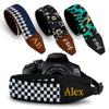 Art Tribute Custom Black White Checkers Camera Strap - Add Your Text and We Make It Especially For You Get Your Own Personalized Stocking Stuffer & Christmas Gift Camera Strap, No Shipping Cost! view 1