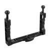 DIVJINGHAO Aluminum Alloy Diving Handle Tray Bracket Underwater Video Light Stabilizer Tray Dual Handheld Grip for Underwater Camera Housing (Black) view 1