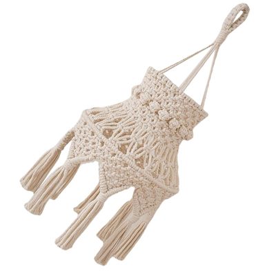 JEWEDECO Macrame Lampshade Pendant Boho Hanging Decor for Living Room Bedroom Ceiling Rustic Light Fixtures