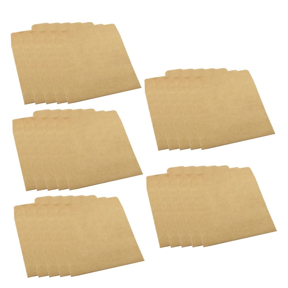 Unomor 25pcs Kraft Paper Cd Bags Multi-function Cd Covers for Home Storage Sealing Envelopes for Music Game and Discs Space-saving Protective Sleeves