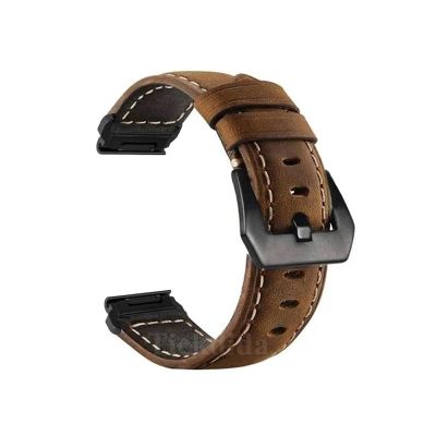 Quic kfit 26mm 22mm Genuine Leather Calfskin Strap Fit for Garmin Epix Pro 51mm 47mm Tactix 7 Pro/Fenix 7 Pro 7X Pro Enduro 2 Strap(Brown Black,26mm For Enduro 2)