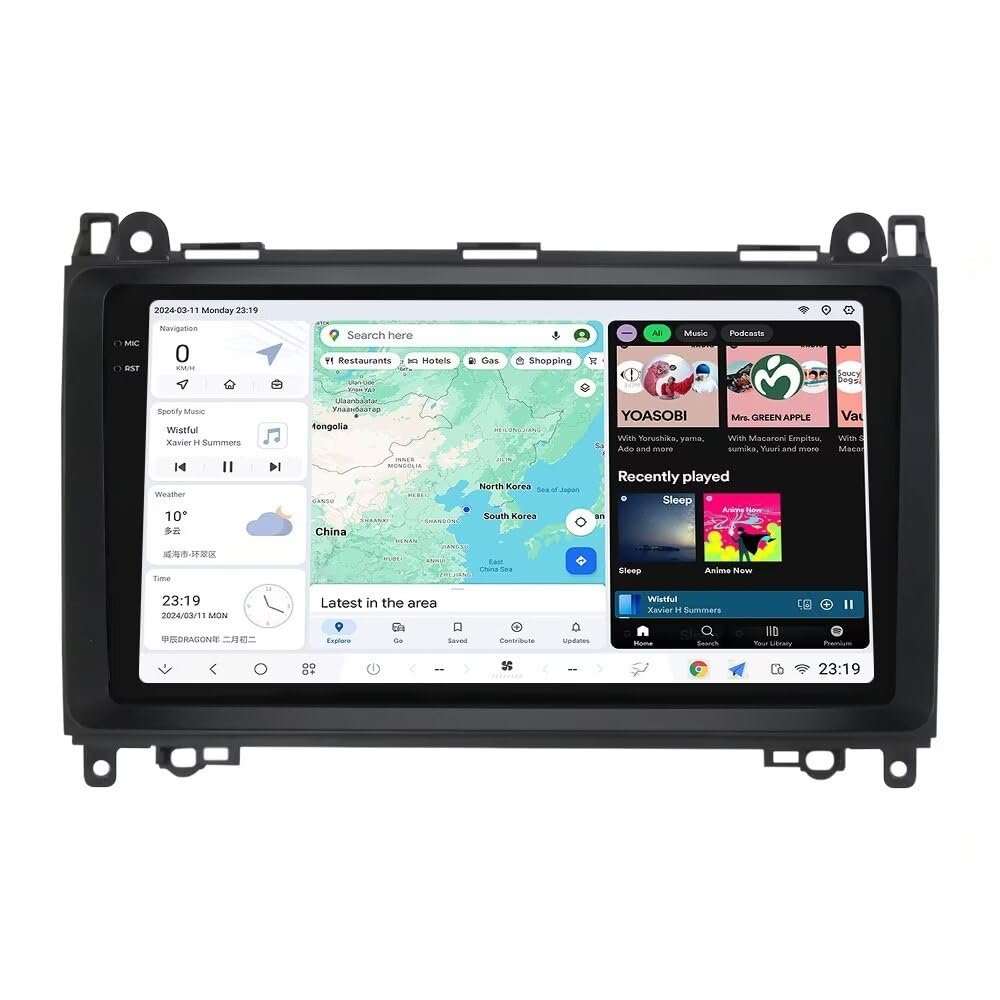 DUDUAUTO Android 13 Radio Stereo for Benz W906 Sprinter W169 W245 W639 Vito Viano B200, Biorunn 9.5 Inch 2K Dual Band GPS Wireless Car-Play Android Auto Navi Head Unit DSP 8GB RAM 128GB ROM