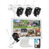 LONNKY Wireless Security Camera System Outdoor with 15.6" Monitor, 4Pc Security Cameras, Color Night Vision, Auto Tracking, 8CH Expandable view 1