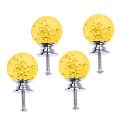 TOYANDONA 4set Bubble Ball Drawer Knob with Silver Base Stylish Cabinet Door Handles for Home Office Yellow Screw Included Easy to Install Durable Design for Modern Decor