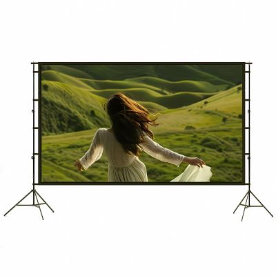 16:9 Projector Screen with Stand, 60/84/100 inch Portable Foldable Projector Movie Screen, for Home Theater Backyard(100in(221x125cm))