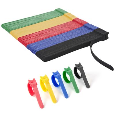 130 PCS Reusable Cable Ties with Hook and Loop, Multi-purpose Adjustable 8 Inch Cable Management Wire Ties Cable Straps for Organizing Home, Office and Data Centers (Multicolored)