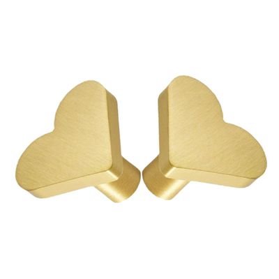 MERRYHAPY 2pcs Heart Shape Brass Handles Door Knobs for Cabinet Dresser Pulls Hardware Easy Installation for Kitchen Wardrobe