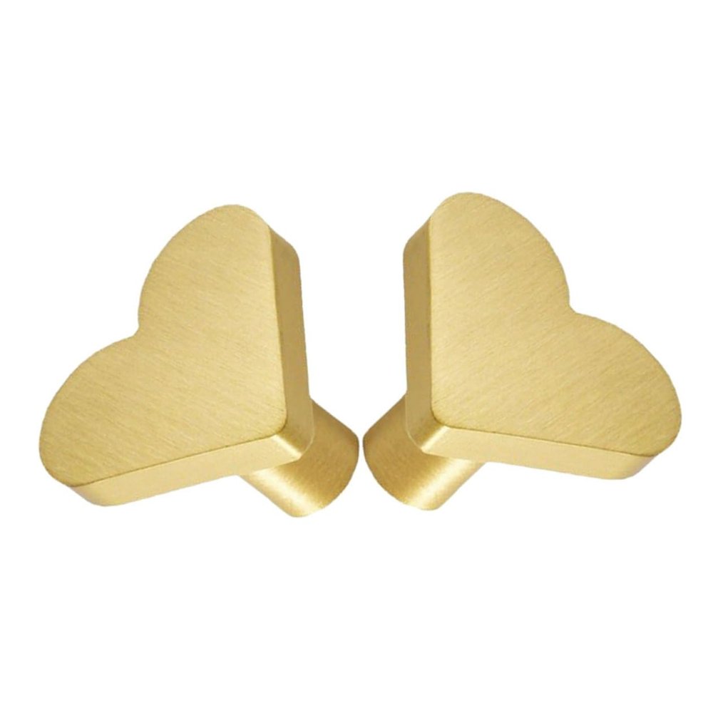 MERRYHAPY 2pcs Heart Shape Brass Handles Door Knobs for Cabinet Dresser Pulls Hardware Easy Installation for Kitchen Wardrobe