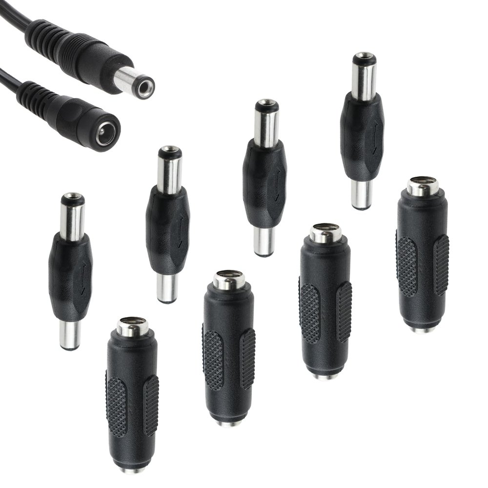 SATUY 8Pcs 12V DC 5.5 x 2.1mm Female to Female Power Connector Adapter & DC 5.5 x 2.1mm Male to Male Power Plug Jack Connector for Led Strip Light CCTV Camera