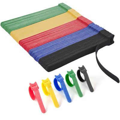 180 PCS Reusable Cable Ties with Hook and Loop, Multi-purpose Adjustable 8 Inch Cable Management Wire Ties Cable Straps for Organizing Home, Office and Data Centers (Multicolored)