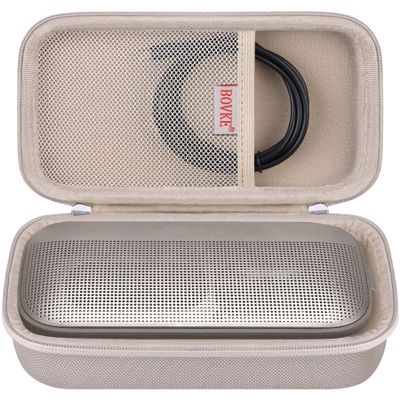 BOVKE Hard Travel Speaker Case for Bose New SoundLink Flex Speaker (2nd Gen) / Bose SoundLink Flex Bluetooth Portable Speaker, Mesh Pocket for Bose Speaker Charger, Charging Cables, Sandstone