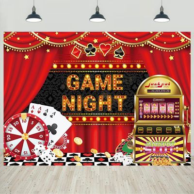 10x6.5ft Game Night Backdrop Las Vegas Poker Jackpot Gamble Gaming Photography Background for Adults Casino Night Theme Party Decorations Portraits Banner Photo Studio Props