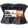 2000 PCS Zip Ties 8 Inch, Cable Ties 40lbs Tensile Strength, Black Zip Ties for Indoor and Outdoor Use, UV Resistant Wire Ties view 1