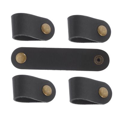Angoily 5pcs Leather Cable Organizer Straps Practical Cord Wraps for Usb Charging and Audio Cables Stylish Cowhide Design for Home Office and Travel Use
