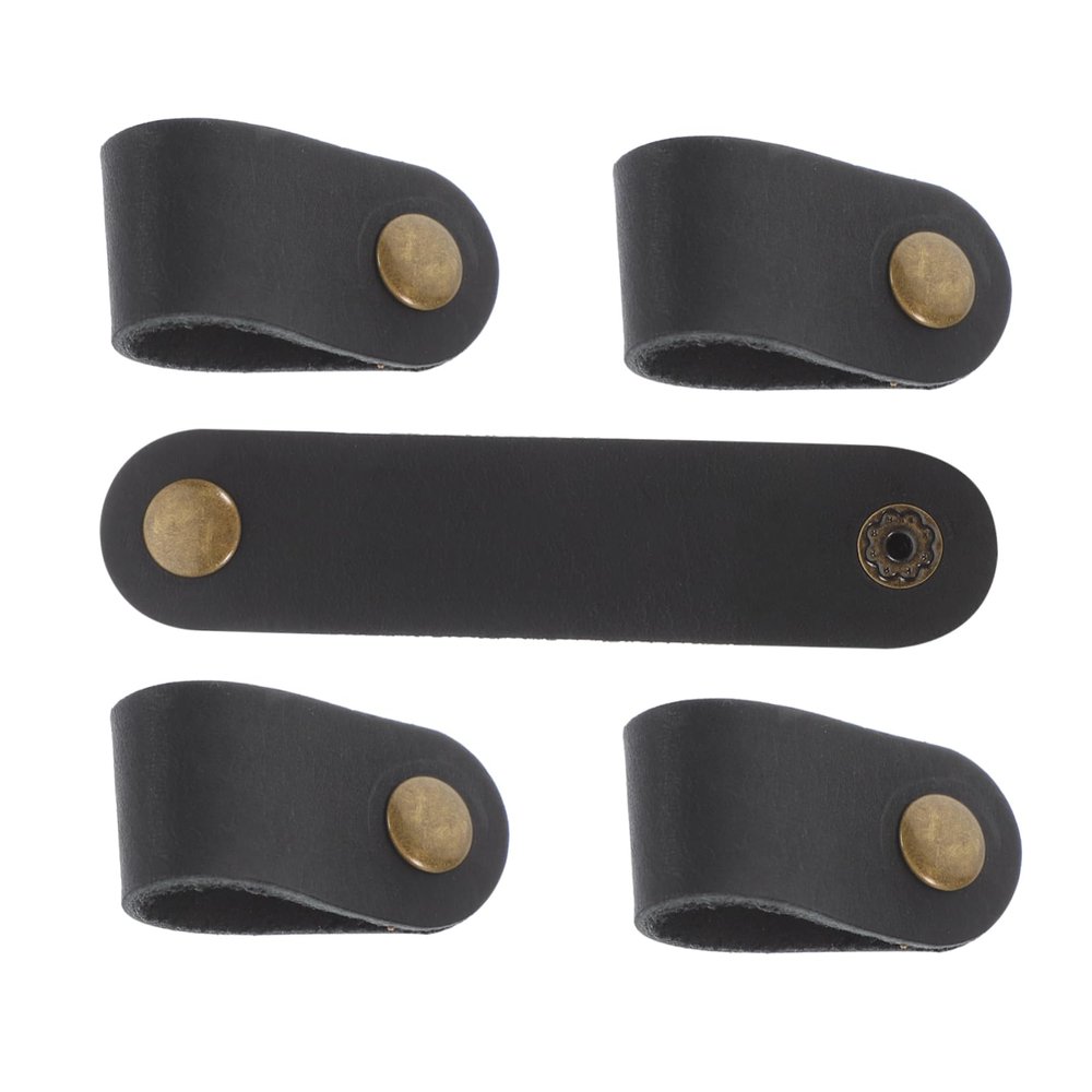 Angoily 5pcs Leather Cable Organizer Straps Practical Cord Wraps for Usb Charging and Audio Cables Stylish Cowhide Design for Home Office and Travel Use