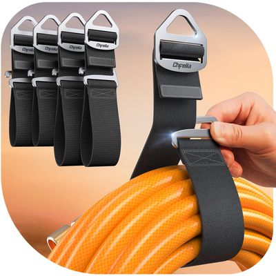 4 Pack One Hand Operation [1s Tighten by Gravity] Adjustable Extension Cord Organizer Holder, Hose Rope Storage Straps Wrap for RV Shed Workshop Garage Organization, Gadgets Tools Gifts for Dad Men