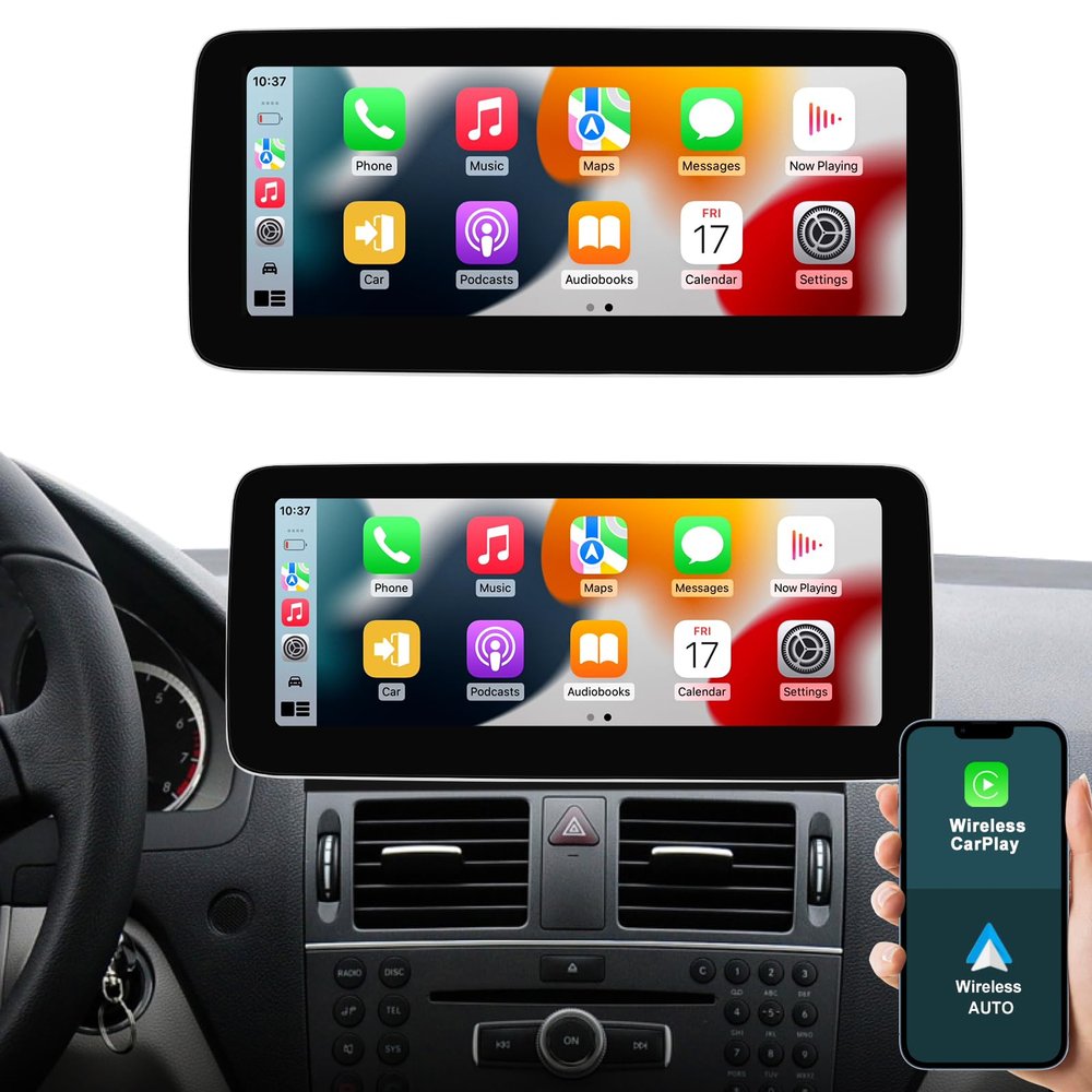 10.25'' Android 14 Car Radio Wireless Carplay Touchscreen for Mercedes Benz C Class W204 2006-2010 NTG4.0 System Car Stereo, Support Wirless Android Auto, Navigation, Camera