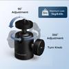 ATLI Universal 1/4" Screw Mini Tripod Ball Head Stainless Steel Aluminum Alloy 360 Degree Rotation Mount Base Adapter Compatible with ATL3500 ATL4500 ATL330 Camera Monopod Camcorder Light view 2