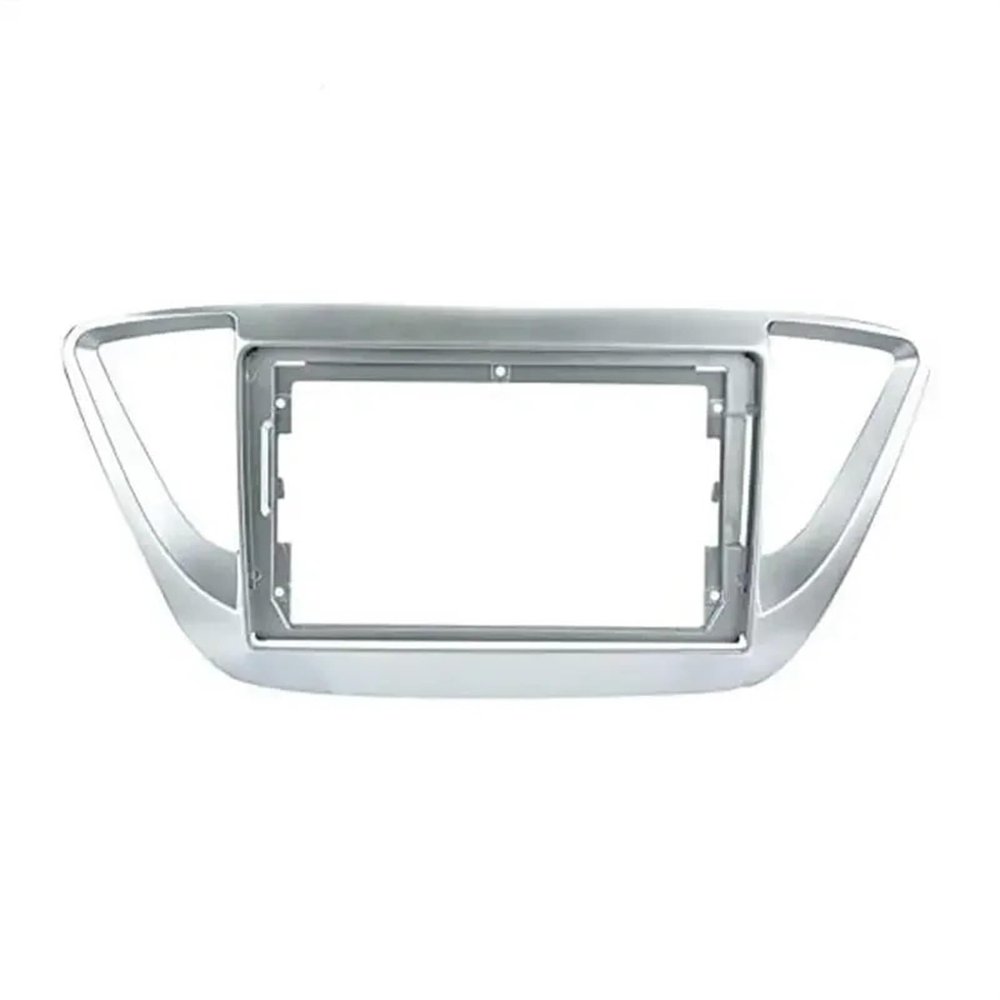 AYYDXRK 9 Inch Car Frame Fascia Adapter Compatible with Hyundai Verna Accent 2016-2018 Android Radio Dask Kit Install Mount Kit(Silver Frame)