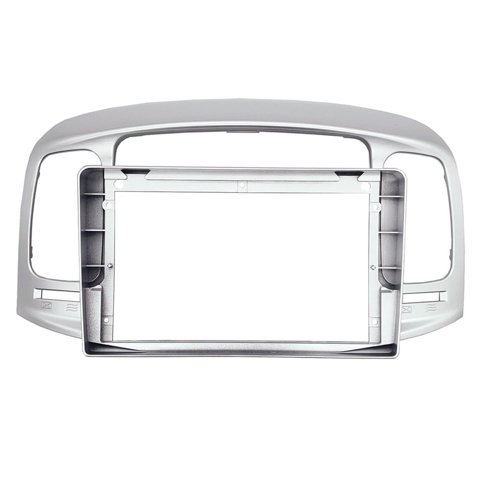 AYYDXRK Car Radio Fascia Compatible with Hyundai Accent 2009-2012 DVD Stereo Frame Plate Adapter Mounting Dash Installation Bezel Trim Kit Install Mount Kit(Silver)
