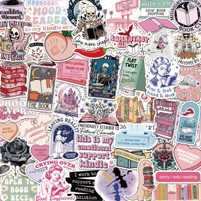 150 PCS Romance Book Stickers for Kindle, Holographic Bookish Sticker Pack Reading Glitter Vinyl Decals for Laptop Ebook Readers Water Bottles Journal Scrapbook Waterproof