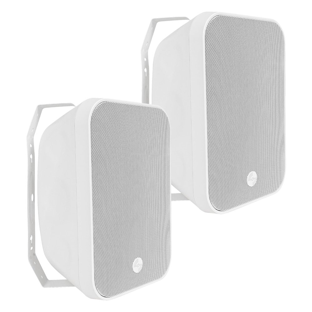 Sound Town Pair of 70V/100V 6.5" Weather-Resistant Surface-Mount Passive Speakers, with IP55-rated Enclosure, for Home & Commercial Installations, White (TARVOS-MS6W-PAIR)