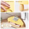 Small Desk Corner Monitor Stand Riser Yellow, Wooden Triangle Computer Stand Shelf Cheese Shaped, Cute Home Office Desktop Storage Rack, 9.5cm Height view 2