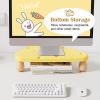 Small Desk Corner Monitor Stand Riser Yellow, Wooden Triangle Computer Stand Shelf Cheese Shaped, Cute Home Office Desktop Storage Rack, 9.5cm Height view 3