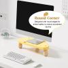 Small Desk Corner Monitor Stand Riser Yellow, Wooden Triangle Computer Stand Shelf Cheese Shaped, Cute Home Office Desktop Storage Rack, 9.5cm Height view 4