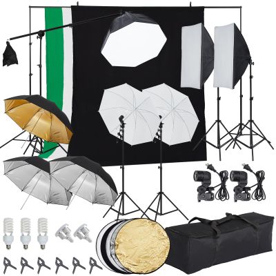 Photograph Lighting Kit with Backdrops, 8.5ftx10ft Softbox Photography Lighting Kit, 5500K Bulb 45W Led Softbox Set, Video Studio Continuous Lighting Kit for Photo, Portrait and Video Shootings