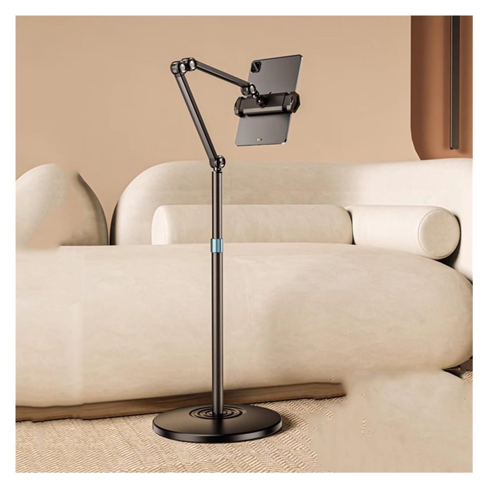Adjustable Tablet Floor Stand Universal 360 Rotatable Metal Tablet Holder Phone Stand with Heavy Metal Base,Cell Phone & Tablet Stand for Floor