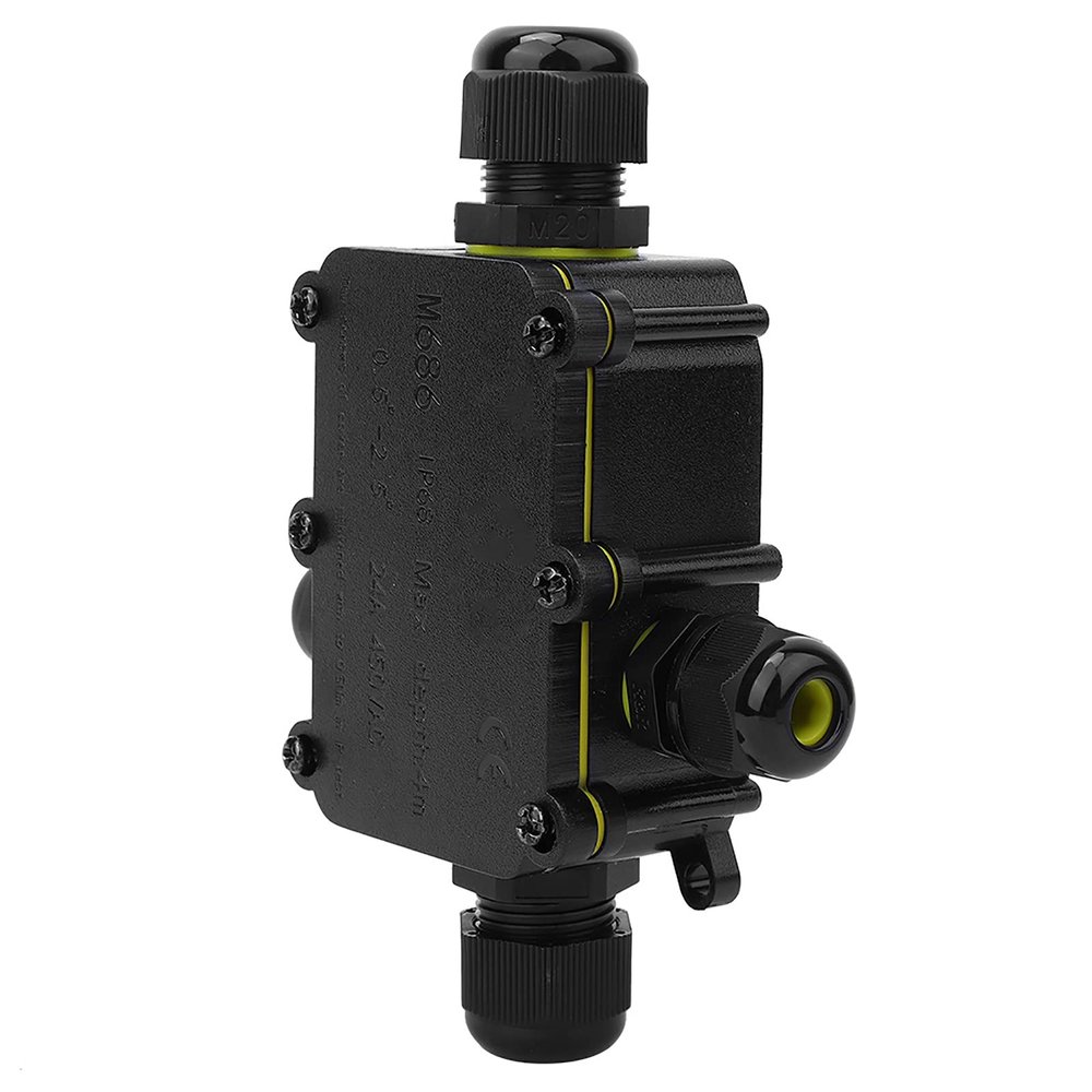 IP68 4 Way Plastic Junction Box for Underwater Wiring 450VAC 24A UL94V 2 Rated,Secure Cable Entry with 5.9mm/9.12mm Glands,Ideal Home Garden & Co